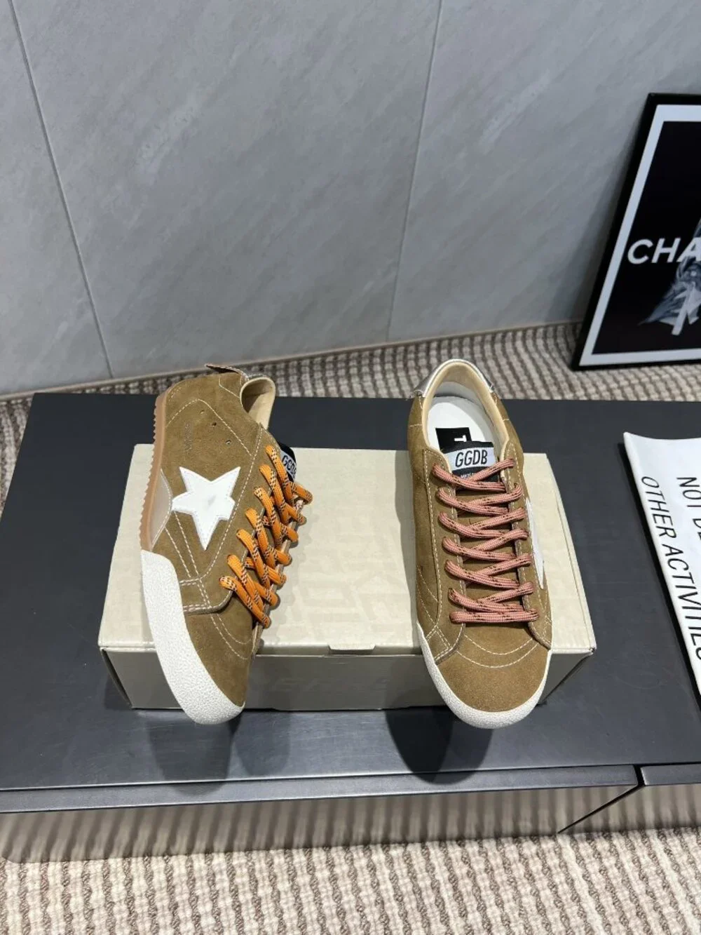 Golden Goose Tan Suede Star-Embellished Sneakers - Picture 7 of 9